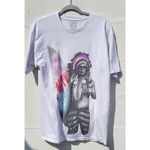 Neff Men's Surf T Shirt Size Large Surf Chief Graphic Cotton Tee Native American